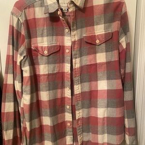 American Eagle Outfitters Pink and Gray Plaid Button Down Shirt